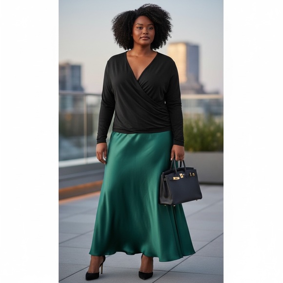 Banana Republic Tops - Banana Republic Threadsoft Black Long Sleeve Wrap Top Womens XXL New With Tags